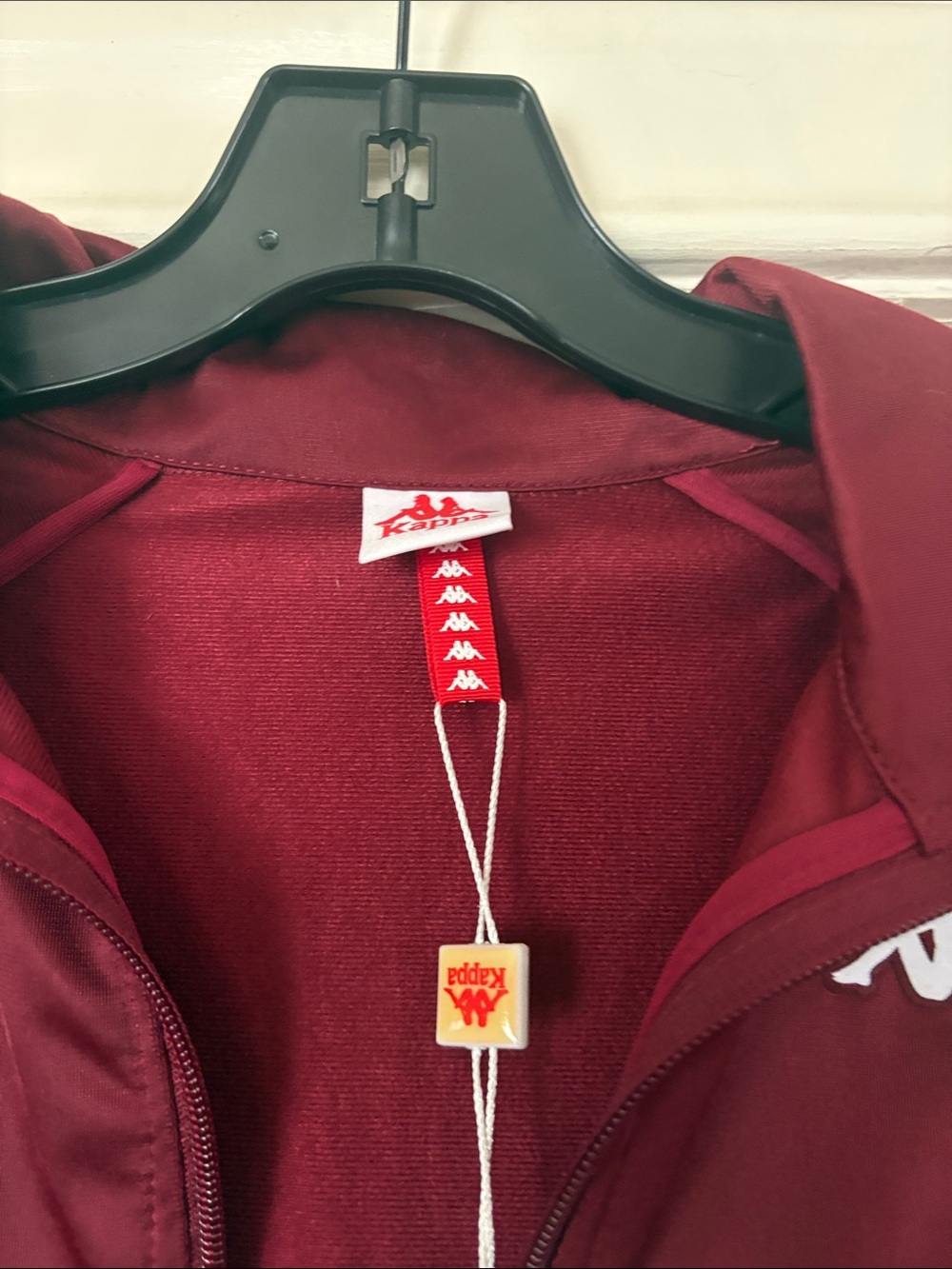 Kappa Burgundy Track Jacket with White Logo and Red Sleeve Tape - Picture 3 of 6
